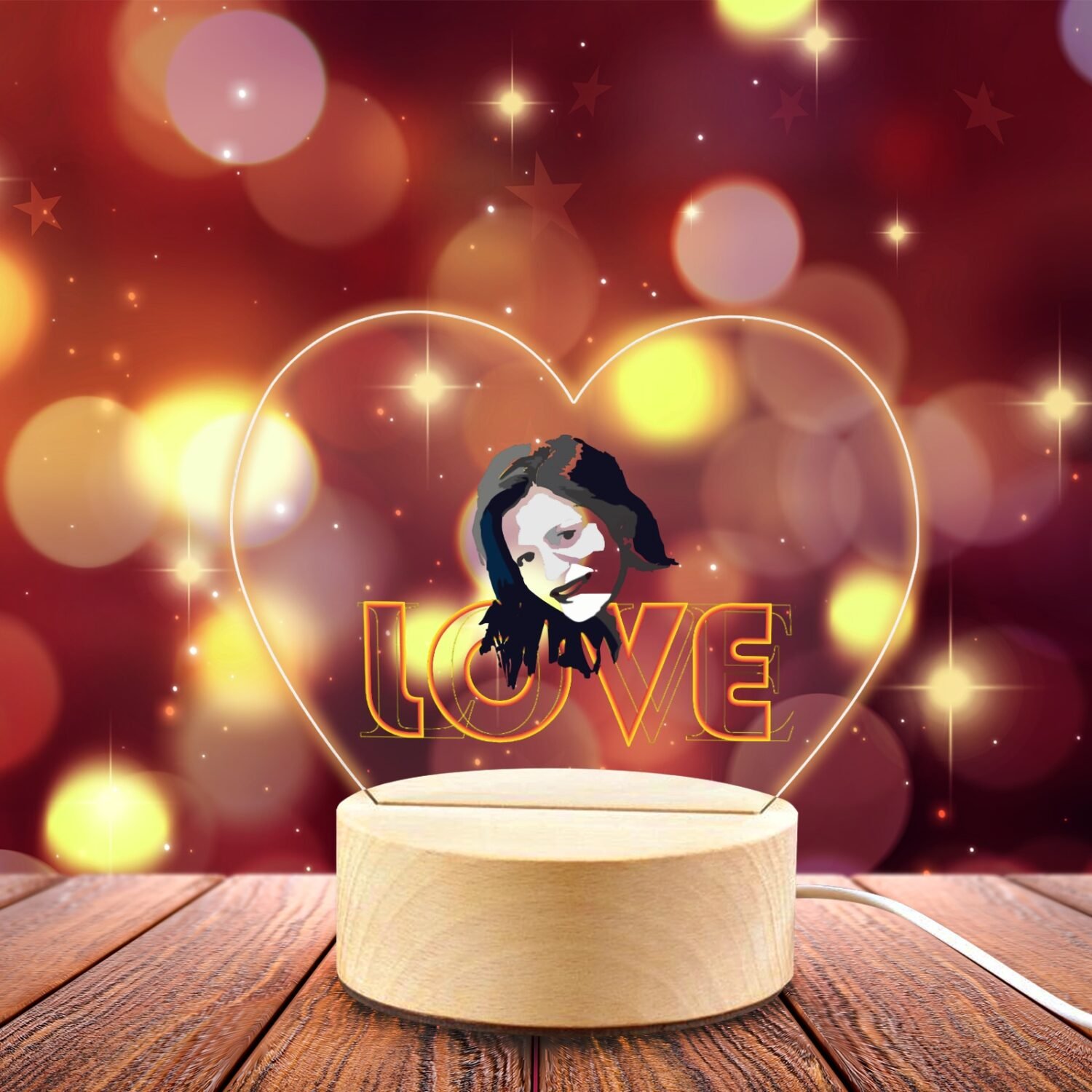 Heart-Shaped Acrylic Photo Panel with Light Base - Image 5